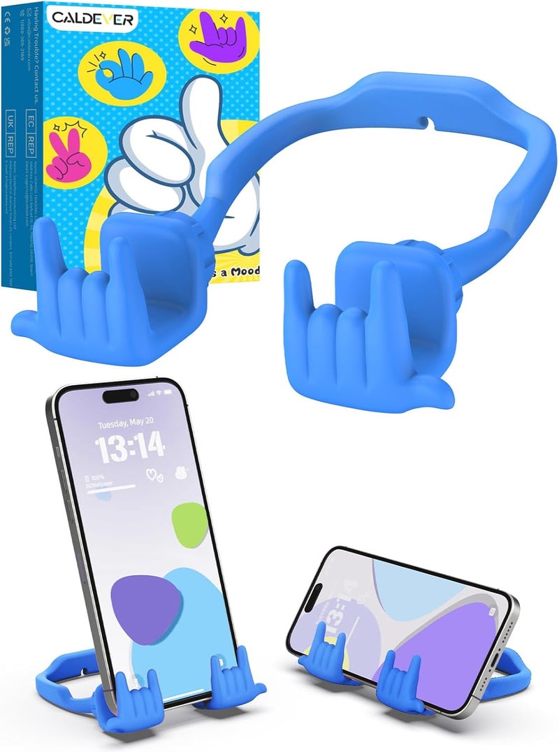 CALDEVER Stocking Stuffers for Teen Boys Girls Gifts Cell Phone Stand Upgrade Adjustable Rock on Lazy Phone Stand for Desk Cool Funny Gadget Gifts for Christmas Adult Men Women Wife 1Pack Blue - Image 1